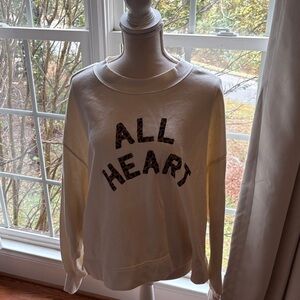 Old Navy White 'All Heart' Crew Neck Sweater